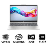 HP 15 FD0149NE 15.6 FHD i5 32GB 512GB NVMe M.2 SSD DOS Without OS 1YW Natural Silver Laptop