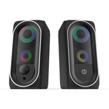 مكبر صوت HP DHE-6001 سلكي متعدد الوسائط، صغير الحجم، ستيريو، محيطي، بإضاءة خلفية، مزود بإضاءة RGB، مناسب للألعاب