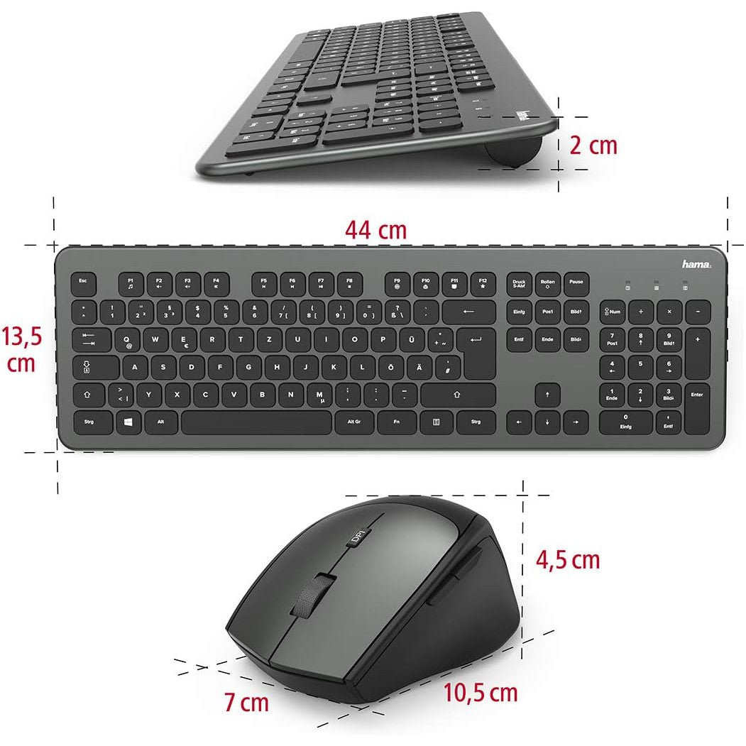 Hama KMW-700 Wireless Keyboard / Mouse Set, Anthracite-Black-Keyboard Mouse-Hama-Star Light Kuwait