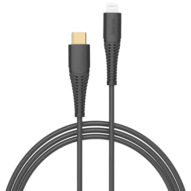 Hama USB-C to Lightning Fast Charging Data Cable 1.5 m Black-Cable-Hama-Star Light Kuwait