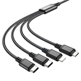كابل شحن Hoco X76 4 في 1 - Lightning / 2x Type-C / Micro USB / 1 متر / أسود