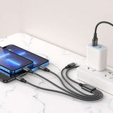 كابل شحن Hoco X76 4 في 1 - Lightning / 2x Type-C / Micro USB / 1 متر / أسود