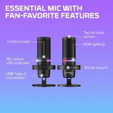 HyperX DuoCast Wired RGB Gaming and Streaming Microphone-Black