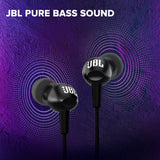 JBL C100SI Wired In Ear Headphones with Mic, JBL Pure Bass Sound Black