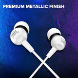 سماعات أذن سلكية JBL C100SI مع ميكروفون، صوت JBL Pure Bass، لون أبيض