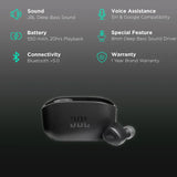 JBL Wave 100TWS True Wireless Earbuds - In-Ear / Wireless / Black