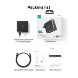Joyroom 140W 3C1A Fast Charger-Black+240W C to C Cable 1.2m GaN Ultra