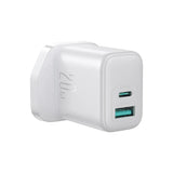 Joyroom 20W Dual-Port Fast Charger (USB-A + USB-C) – UK Plug, White