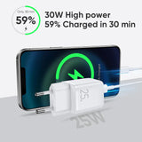 شاحن جوي روم PD صغير ذكي سريع بقدرة 25 واط مع كابل USB-C - أسود