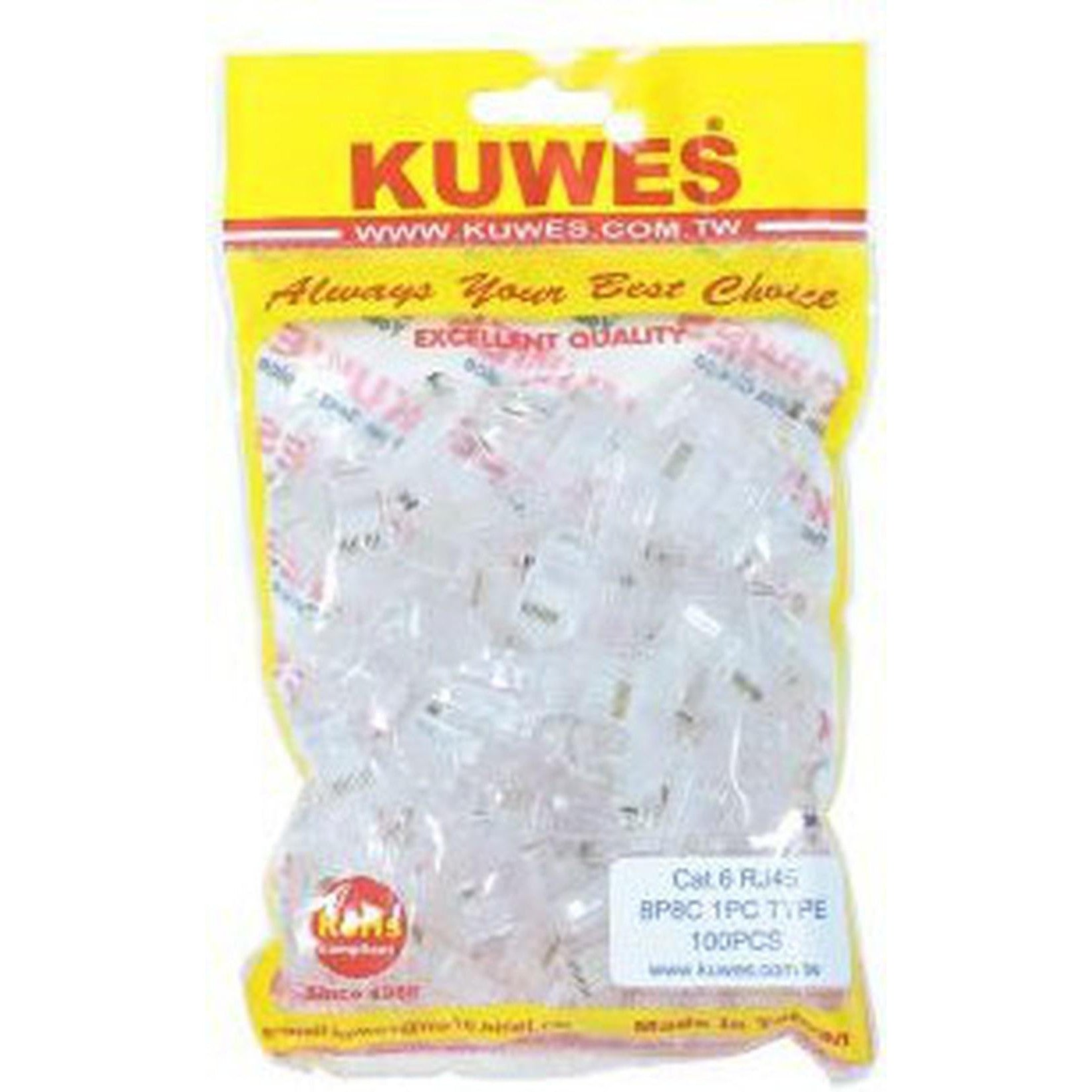 Kuwes Cat 6 Rj45 Connectors Pack Of 100-Network Tools Accessories-Kuwes-Star Light Kuwait