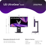 LG 27” GX790 UltraGear OLED 480Hz 0.03ms 2K DisplayPort 2.1 Gaming Monitor