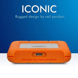 قرص صلب خارجي LaCie Rugged محمول - سعة 2 تيرابايت / سرعة نقل بيانات 5.0 جيجابت في الثانية / منفذ USB 3.1 من الجيل الأول / منفذ USB-C