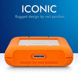 قرص صلب خارجي صغير محمول من LaCie Rugged - سعة 2 تيرابايت / سرعة نقل بيانات 5.0 جيجابت في الثانية / منفذ USB 3.0 / منفذ Type-C