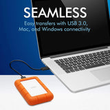 قرص صلب خارجي صغير محمول من LaCie Rugged - سعة 2 تيرابايت / سرعة نقل بيانات 5.0 جيجابت في الثانية / منفذ USB 3.0 / منفذ Type-C