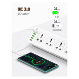 مقبس طاقة Ldnio ذو 10 منافذ - 10 طرق / USB-C / 2 متر / أبيض - قطعتان