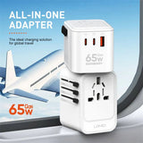 محول سفر Ldnio Z6 بثلاثة منافذ USB وقوة 65 واط بتقنية GaN
