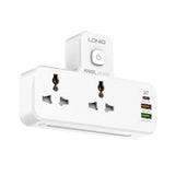 مقبس طاقة Ldnio 6 في 1 - ثنائي الاتجاه / منفذ USB-C / مصباح ليلي / أبيض