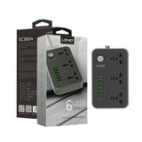 Ldnio SC3604 Extension Sockets - 3 Way / 2 Meters / 6x USB Ports / Grey Color