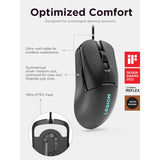 Lenovo M300s RGB Gaming Mouse Ultra Lightweight, Symmetrical Design, 6 Programmable Buttons, 16.8m RGB Logo, Upto 8000 DPI - Black