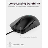 Lenovo M300s RGB Gaming Mouse Ultra Lightweight, Symmetrical Design, 6 Programmable Buttons, 16.8m RGB Logo, Upto 8000 DPI - Black