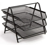 Letter Tray Metal 3 Tier Silver/Black-Accessories And Organizers-Other-Black-Star Light Kuwait