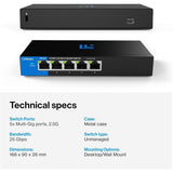Linksys LN2305P-KE 5 Port 2.5G POE+ ( 5 POE – 60 W ) Unmanaged Desktop Switch