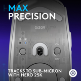 Logitech G309 LightSpeed Wireless/Bluetooth Gaming Mouse Hero 25K 25,600 DPI - White