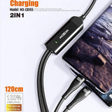 MOXOM 2023 Hot Selling 2 in1 usb-c 100w Pd Charging Data Cable LED Display Type C Charging for USB C Laptop