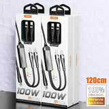 MOXOM 2023 Hot Selling 2 in1 usb-c 100w Pd Charging Data Cable LED Display Type C Charging for USB C Laptop