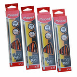 Maped Black'Peps Triangular HB Pencils 4x12's