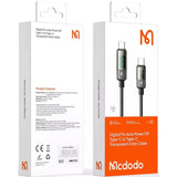 كابل McDodo USB-C إلى USB-C PD – 100 واط، 1.2 متر، إيقاف تشغيل تلقائي (أسود)