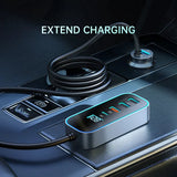 شاحن سيارة ماكدودو بقوة 107 واط، مزود بأربعة منافذ USB ومنفذ Type C وشاشة عرض رقمية