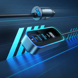 شاحن سيارة ماكدودو بقوة 107 واط، مزود بأربعة منافذ USB ومنفذ Type C وشاشة عرض رقمية