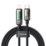 كابل ماكدودو USB-C إلى Lightning بطول 1.8 متر وقدرة 36 ​​واط لشاشة العرض الرقمية بتقنية الشحن السريع PD - أسود