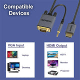 Mowsil VGA to HDMI Cable with Audio - 2 Meter