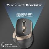 PROMATE Samit Ergonomic Silent Click Wireless Mouse - 2200dpi / Gold