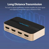 Vention HDMI Splitter 1 Input 4 Output 4K30Hz Gold Aluminum Alloy Type UK Standard