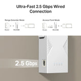 TP-Link RE235BE BE3600 Dual-Band Wi-Fi 7 Range Extender - 15W / 5 GHz, 2.4 GHz / 1x Ethernet Port