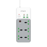PAWA Universal Power Strip With Timer - 5 Way / 65W / USB-A / USB-C / White