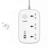LDNIO SC6 Power Strip Extension Cord Power Socket - 3 Way / USB-C / USB-A / White