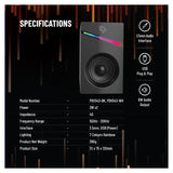 Porodo Gaming Gaming Stereo Wired Speakers Volume Knob Control - 1.1M / 3.5mm Aux / USB - Black