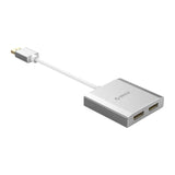 محول ORICO DP إلى منفذي DP مزدوجين بدقة 4K - 15 سم / منفذ عرض / USB - فضي