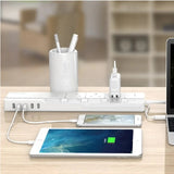 واقي التيار الكهربائي من أوريكو مزود بـ 5 منافذ USB - أبيض