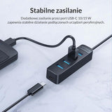 ORICO TWU32-4A-BK-EP USB 3.0 Hub + 3 x USB 2.0 5Gbps Cable 15 cm, 4A, Black