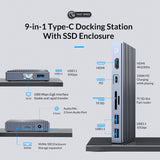 محطة إرساء أوريكو CDH9N متعددة الوظائف 9 في 1 بمنفذ USB-C مع حاوية SSD