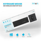 PAWA Keyboard & Mouse 3-in-1 Wireless Desktop Pack - Black