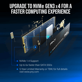 محرك أقراص الحالة الصلبة PNY CS2230 بسعة 1 تيرابايت من نوع M.2 NVMe PCIe Gen3x4، سرعة قراءة تصل إلى 3300 ميجابايت/ثانية، سرعة كتابة تصل إلى 2600 ميجابايت/ثانية