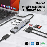 PROMATE ComandHub-Lite 9-in-1 Multi-Function USB-C Hub - Grey