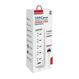 PROMATE PowerMatrix-5M 10 Way Surge Power Strip - 30W / 5 Meter / USB-A / USB-C / White