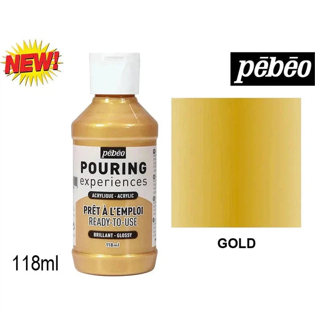 Pebeo Pouring Experiences Gold Fluid Acrylic 118Ml-School Supplies-Pebeo-Star Light Kuwait
